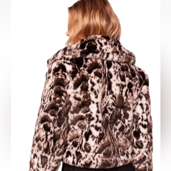 BAND OF THE FREE WILD CAT LEOPARD FAUX FUR OPEN JACKET BLACK BROWN IVORY SIZE S - Picture 3 of 13